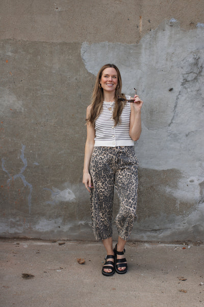 Gretchen Striped Button Down Knit Top