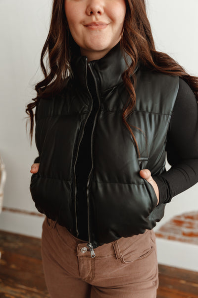 Lovely Leather Puffer Vest