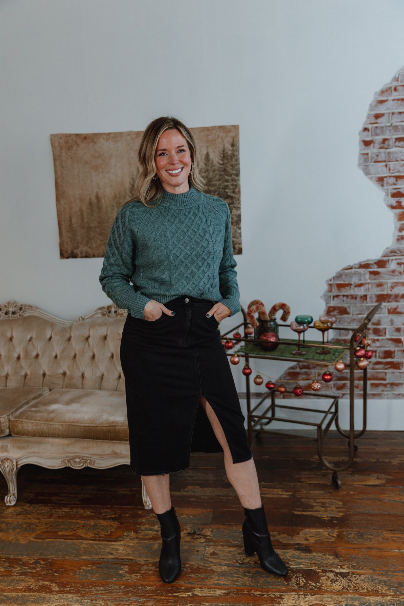 To The Max Denim Midi Skirt