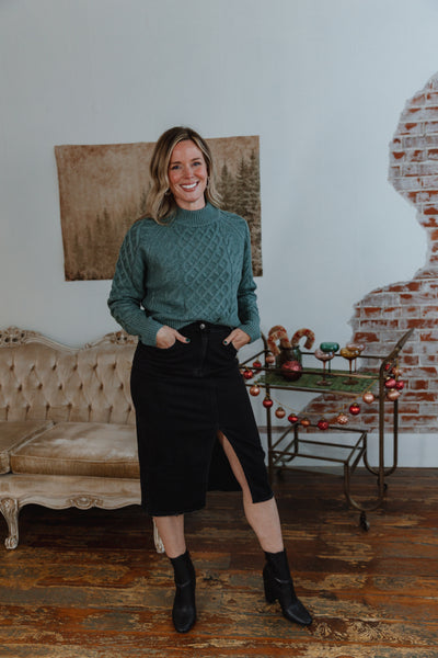 To The Max Denim Midi Skirt
