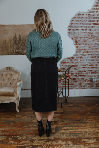 To The Max Denim Midi Skirt