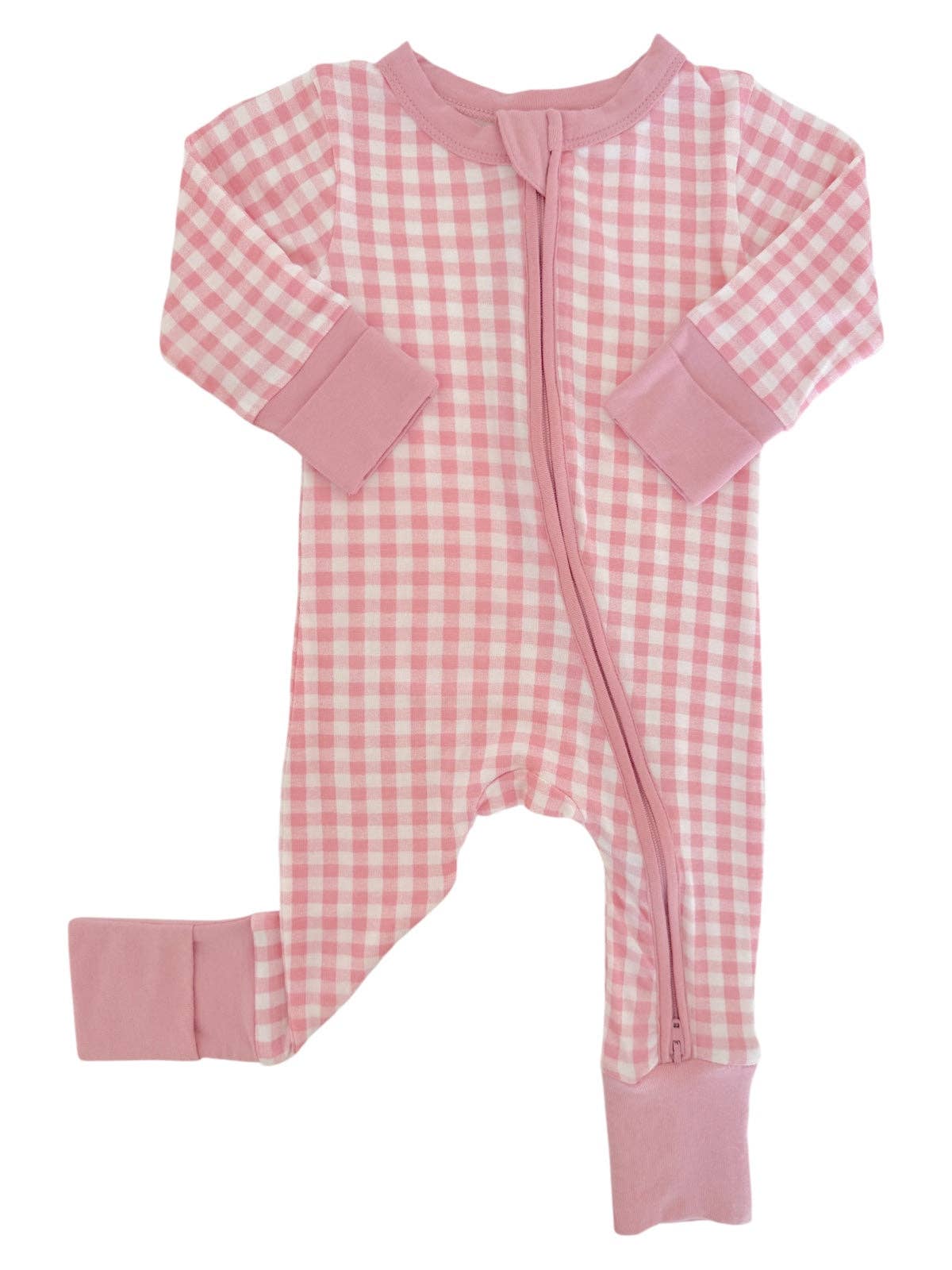 2-Way Zip Romper | Pink Gingham