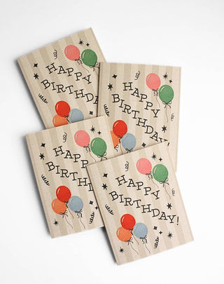 Vintage Balloons Striped Birthday Card