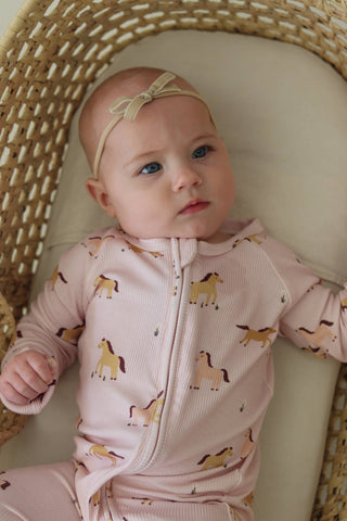 Pink Ponies Bamboo Zip Romper