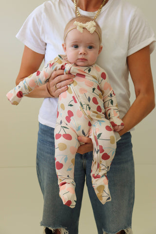 Sweet Cherries Bamboo Zip Romper