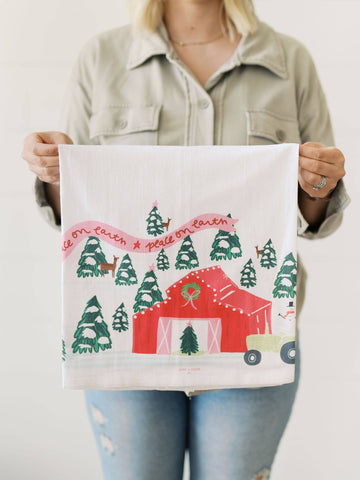 Peace on the Christmas Farm Flour Sack Towel