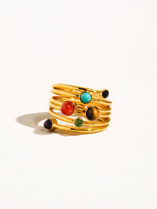 Teagan Orbit Gemstone Spiral Ring