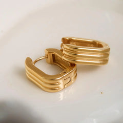 Noa Stacked Ridge Hoop Earrings