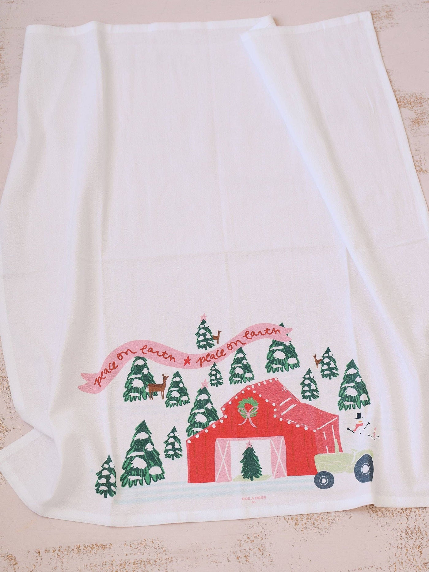 Peace on the Christmas Farm Flour Sack Towel