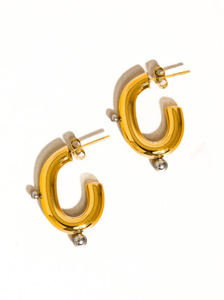 Arden Dual-Tone Orb Hoop Earrings