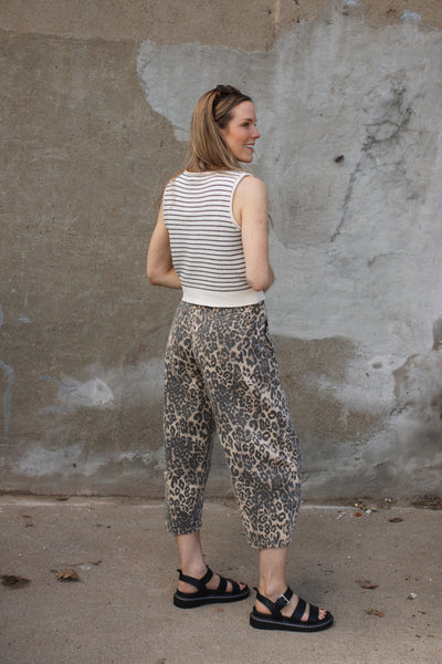 Camille Leopard Washed Barrel Jeans