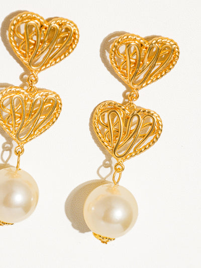Aria French Heart and Pearl Earring