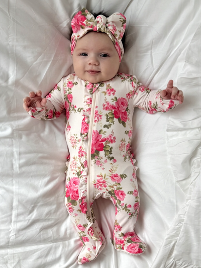 2-Way Zip Ruffle Footie Romper | Floral Daydream