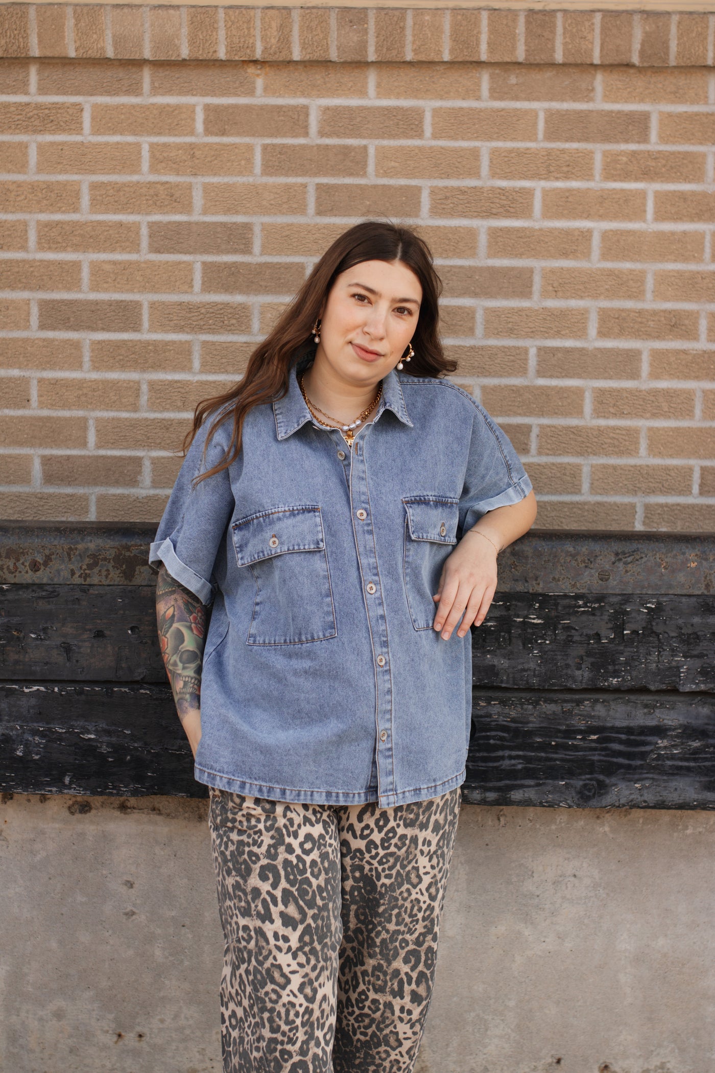 Sarah Relaxed Denim Short Sleeve Top