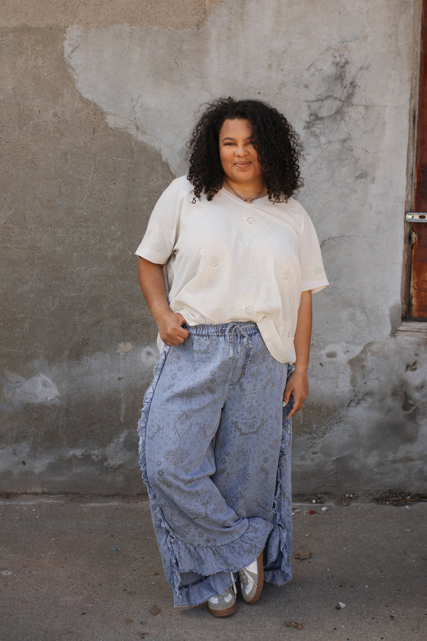 Emmalyn Embroidered Mineral Washed Top