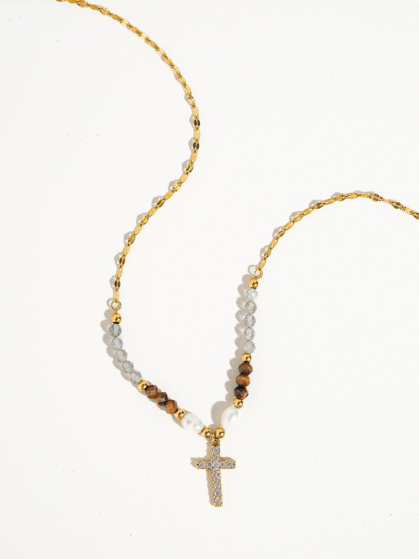 Lumiere Non-Tarnish Beaded Cross Necklace