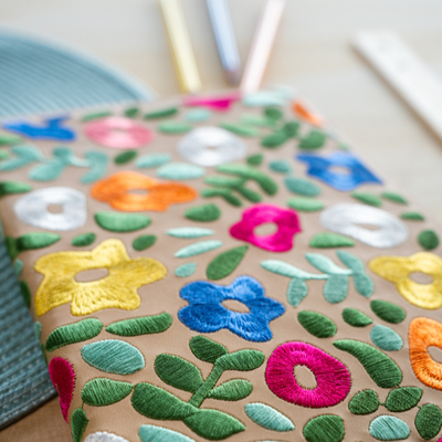 Garden Embroidered Layflat Journal Notebook