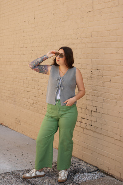 Augusta Wide Leg Trouser Pant | Apple Green