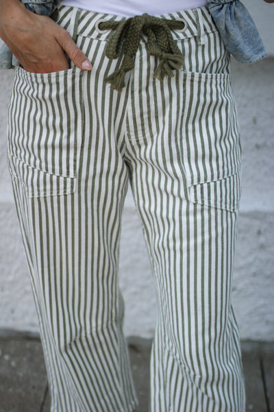 Georgie Striped Drawstring Railroad Jeans