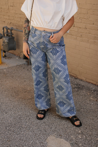 Beau Washed Floral Denim Pants