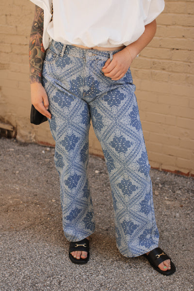Beau Washed Floral Denim Pants