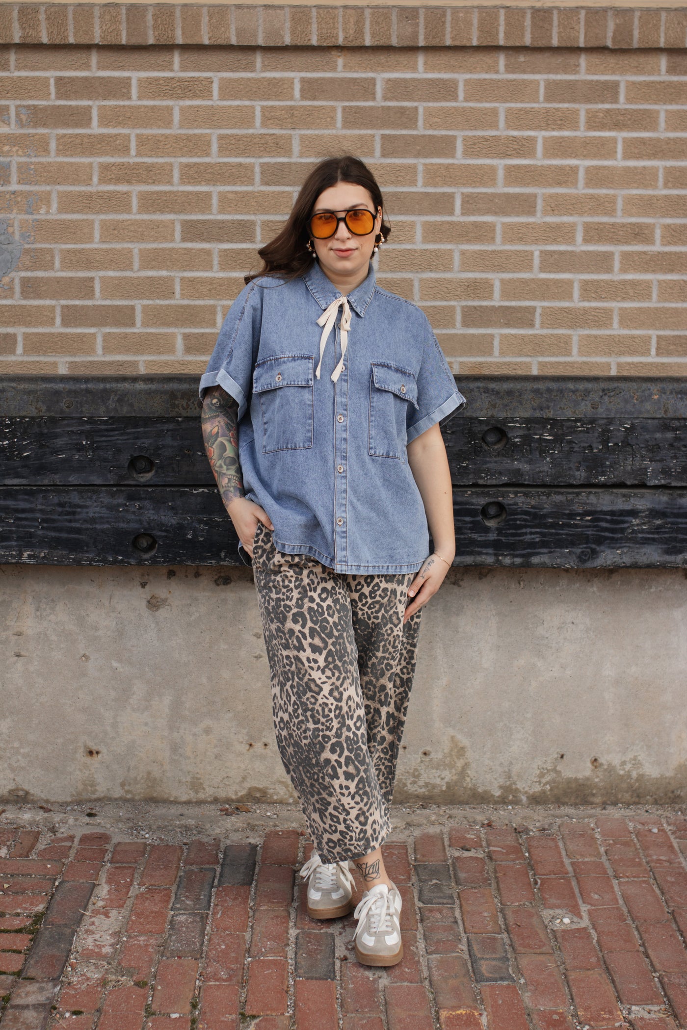 Sarah Relaxed Denim Short Sleeve Top