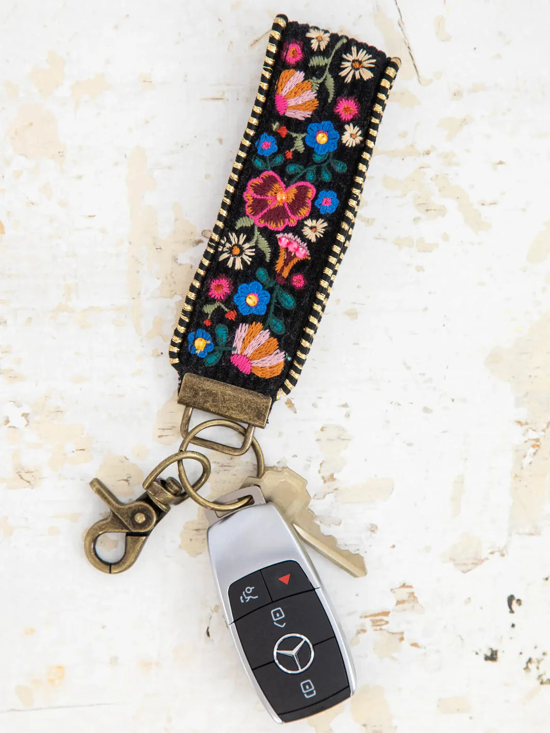 Embroidered Floral Key Chain