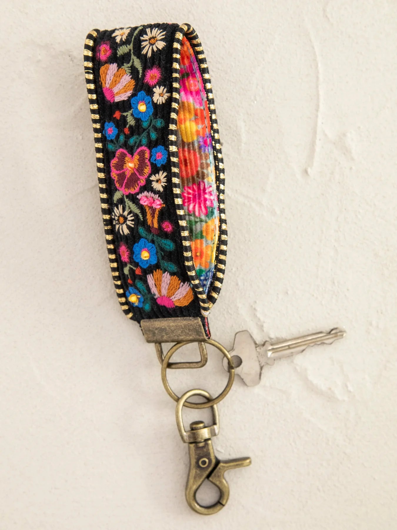 Embroidered Floral Key Chain