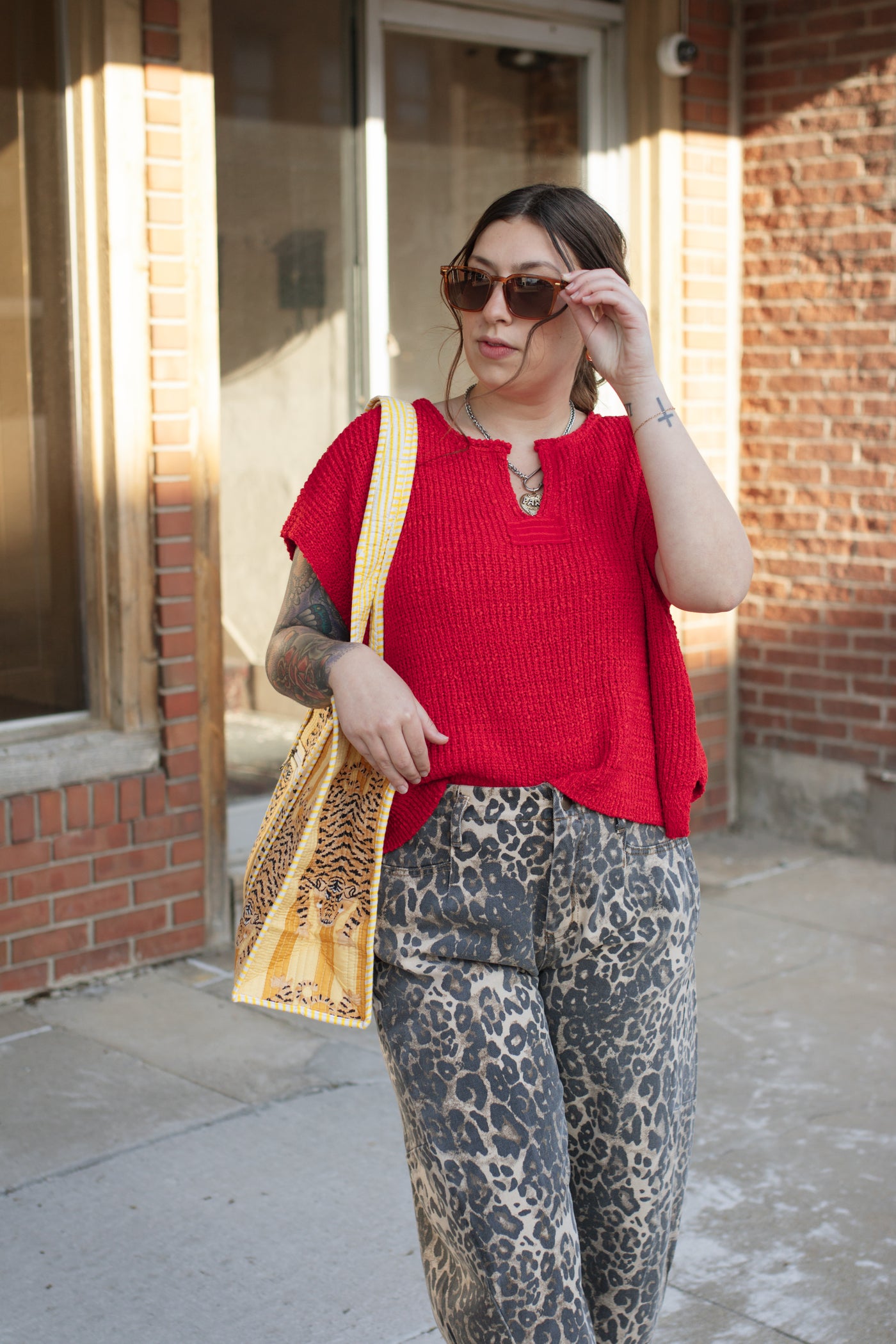 Kay Oversized Knit Pullover | Red