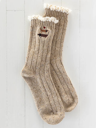 Little Things Embroidered Lace Trim Socks