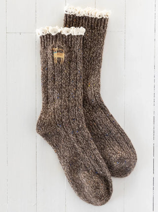 Little Things Embroidered Lace Trim Socks