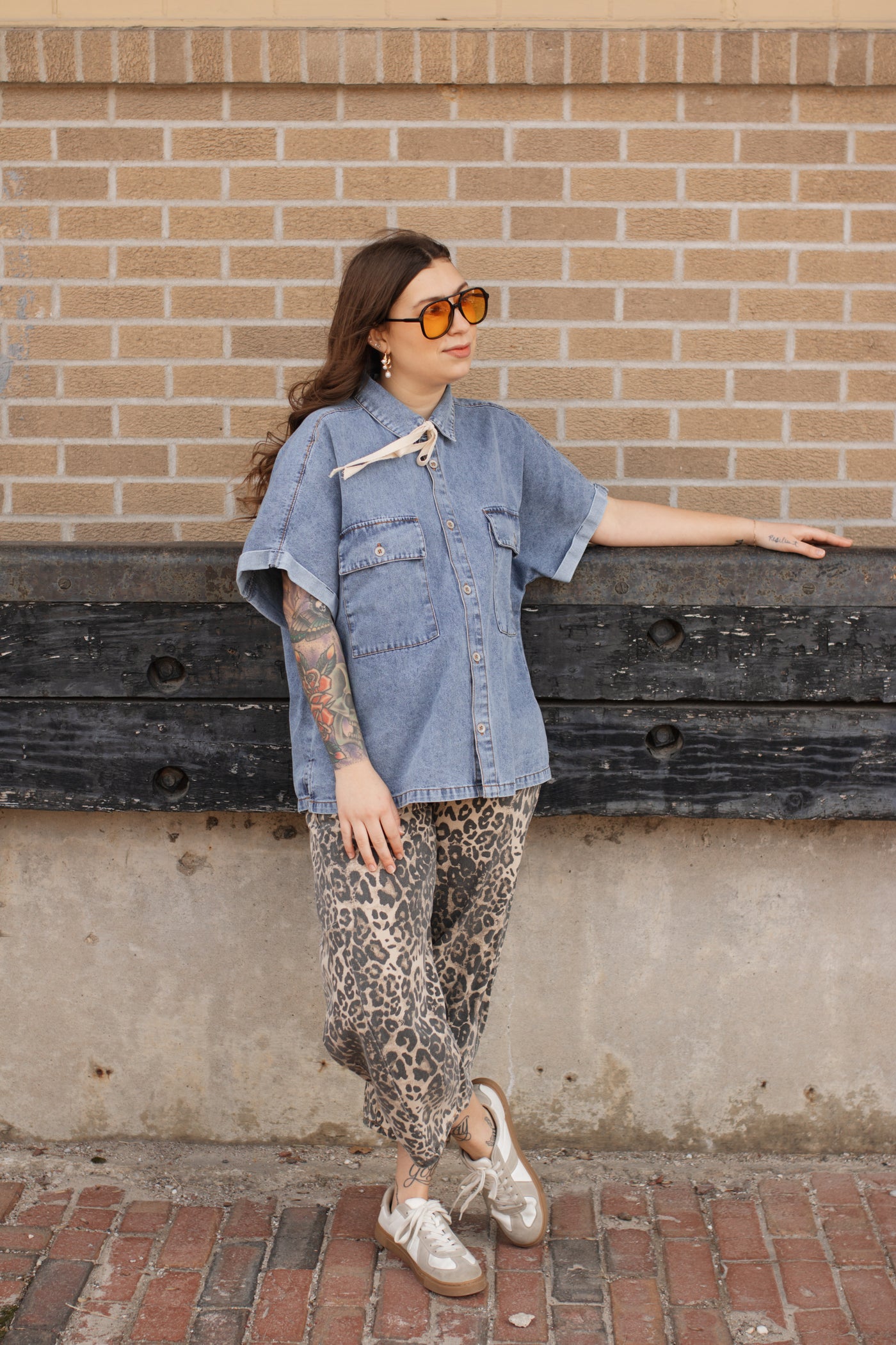 Sarah Relaxed Denim Short Sleeve Top