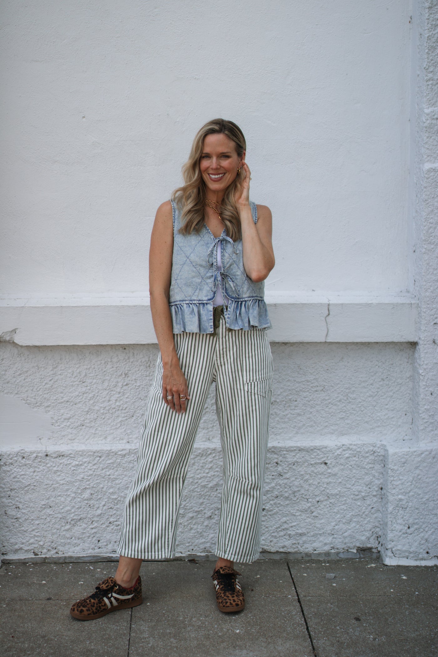 Georgie Striped Drawstring Railroad Jeans