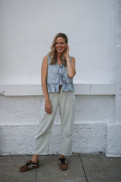 Georgie Striped Drawstring Railroad Jeans