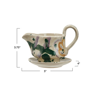 6 oz. Hand-Painted Creamer + Saucer