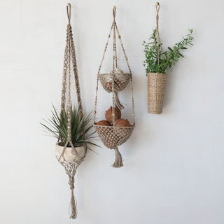 Tall Woven Seagrass Hanging Basket