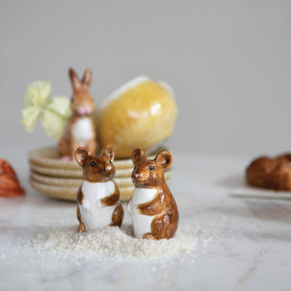 Stoneware Mouse Salt + Pepper Shakers | Set of 2