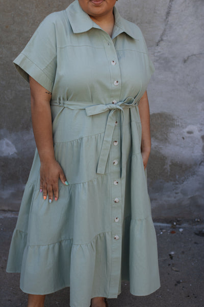 Celine Tiered Tie Waist Maxi Dress