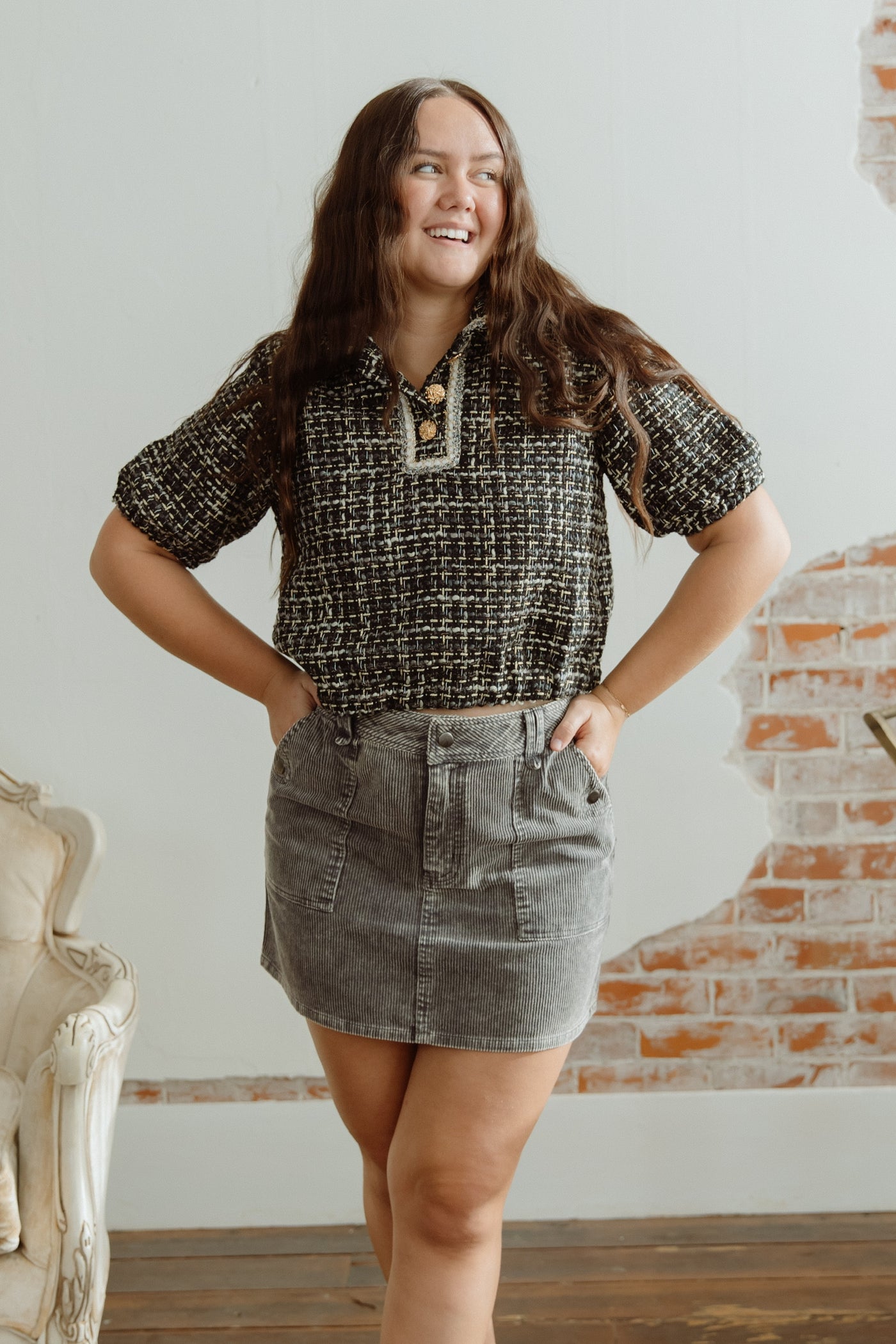 Daring Cord Mini Skirt