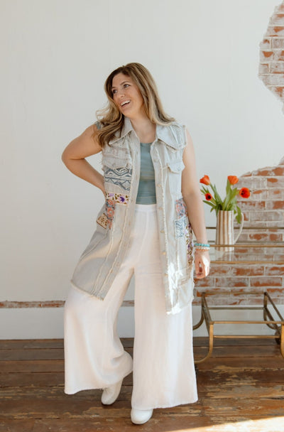 Happy Memories Patchwork Denim Vest