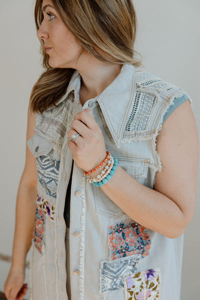 Happy Memories Patchwork Denim Vest