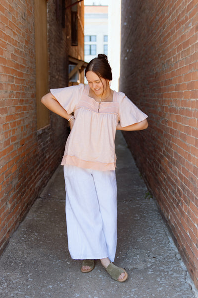 Tea for Two Frayed Babydoll Top