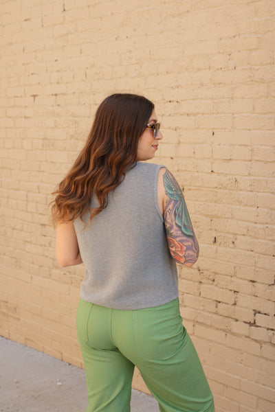 Eliza Tie Front Knit Vest | Grey