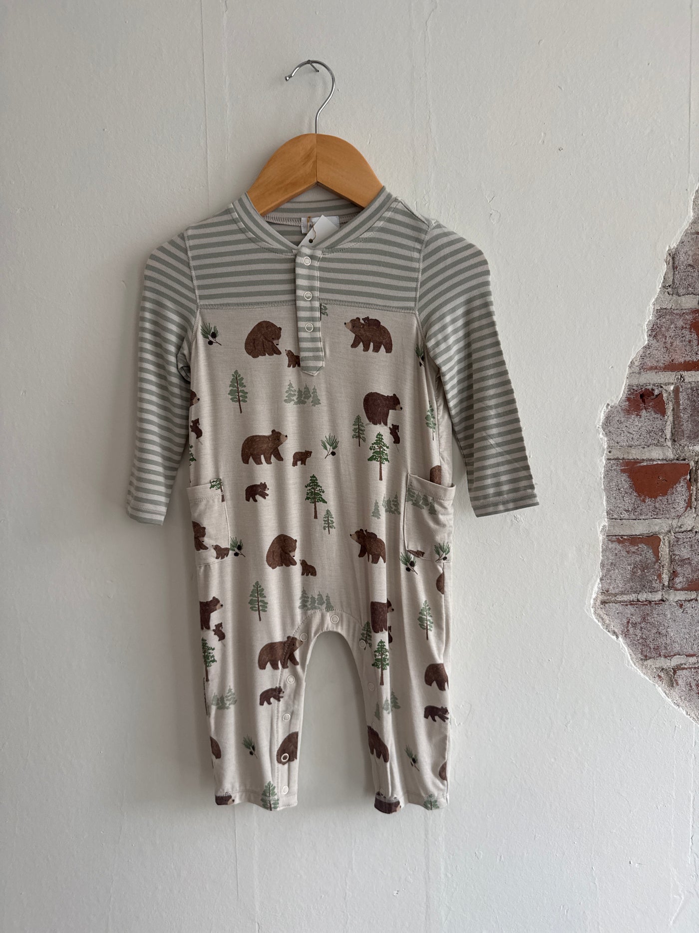 Sweet Brown Bear Bamboo Romper
