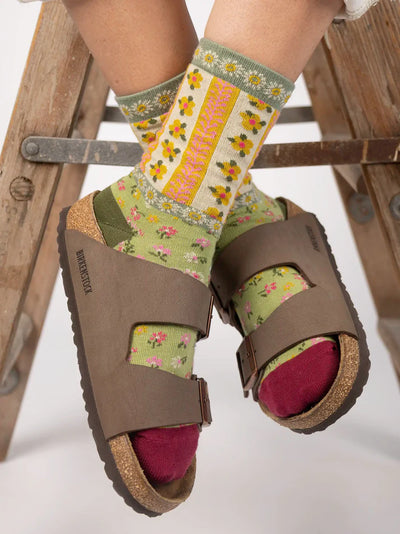 Floral Boho Crew Socks
