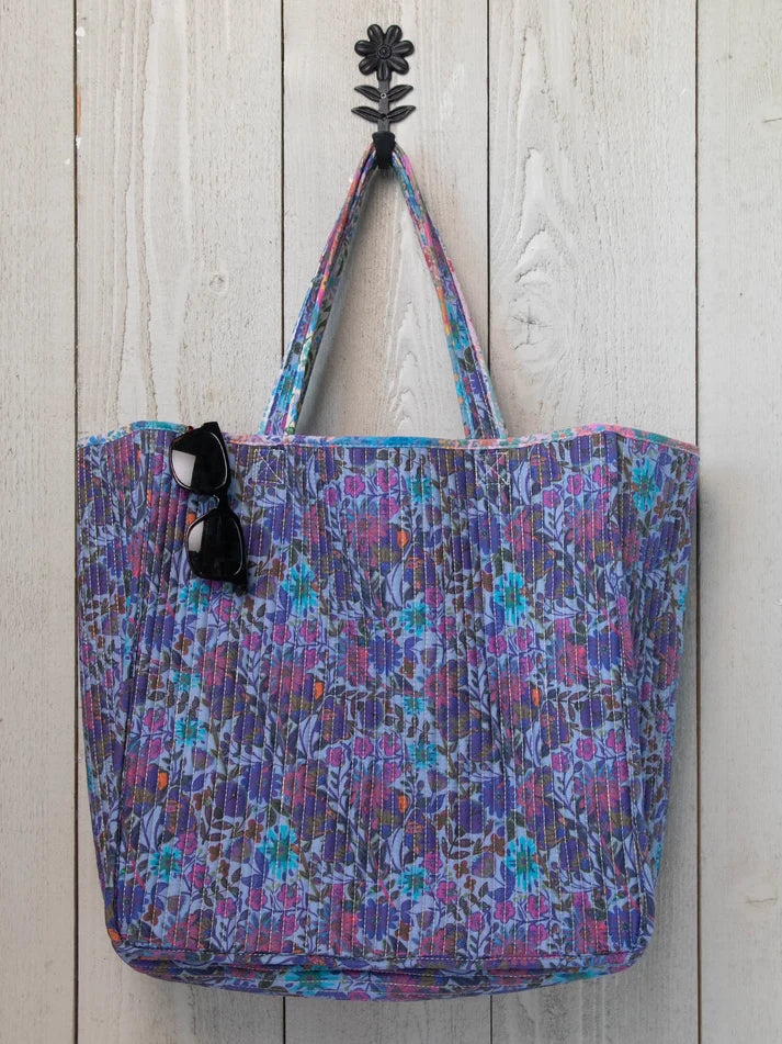 Floral Patchwork Reversible Quilted Tote Bag