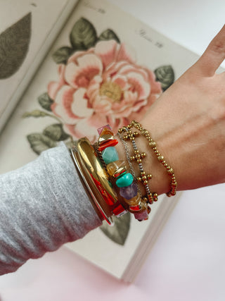 Margot Two-Tone Beaded Cross Bracelet