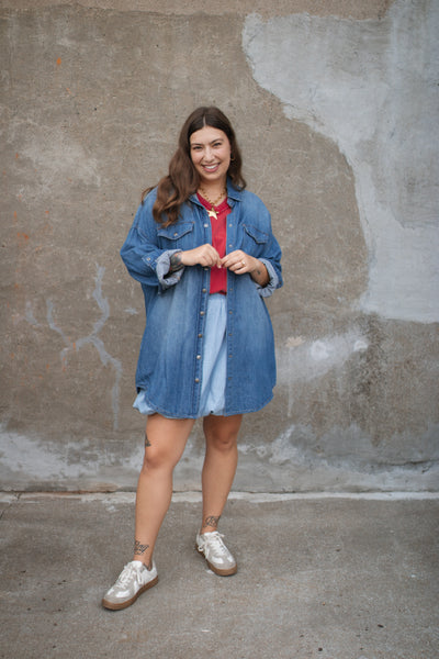 Remi Oversized Denim Shirt Jacket | Medium Wash