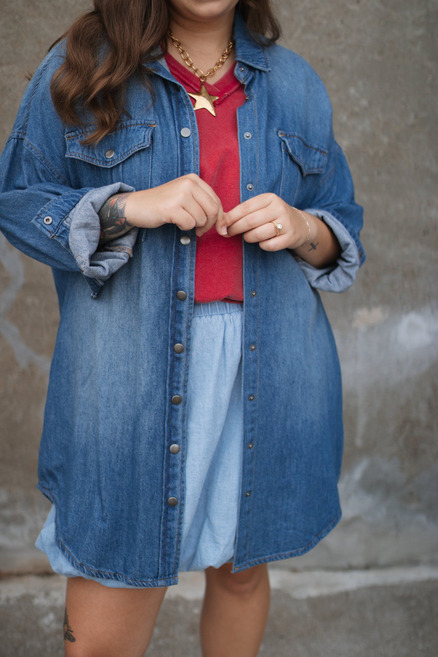 Remi Oversized Denim Shirt Jacket | Medium Wash