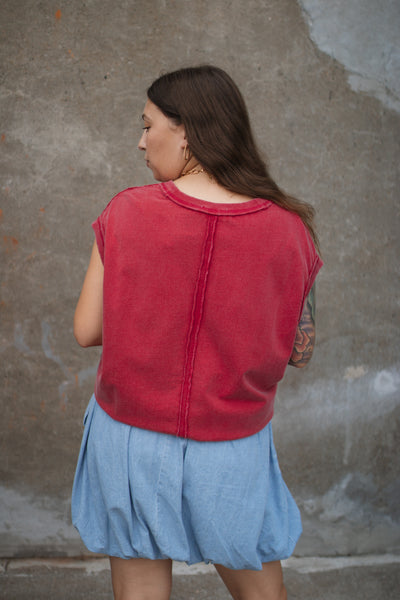 Caroline V-Neck Pullover Vest | Red